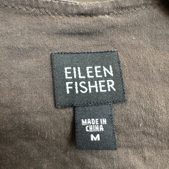 Eileen Fisher Brown Linen Open Front Jacket Size Medium M Minimalist Preppy - Picture 5 of 9